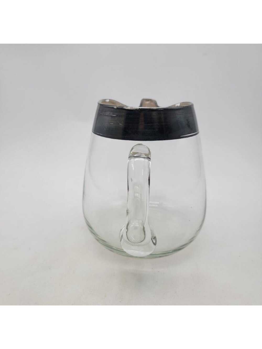 Vintage Mid Century Modern Silver Rimmed Glass Pitcher By Dorothy Thorpe - Picture 4 of 9